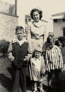 Teddy, Philip  Billy Beyer with Edna (Baker) Beyer their mother 1951 New Orleans